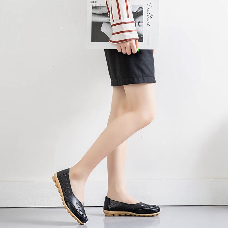 Fashion Women Shoes For Summer Flats Soft Leather Shoes Flat Slip On Loafers Women Casual Shoes Breather Moccasins Nursing Size 44