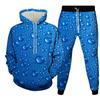 Funny Fresh Water Droplets on Purple Leaves Print Men's Hoodie Pants 2-Piece Outfits Men Hooded Sweatshirt Sets Tracksuit Suits