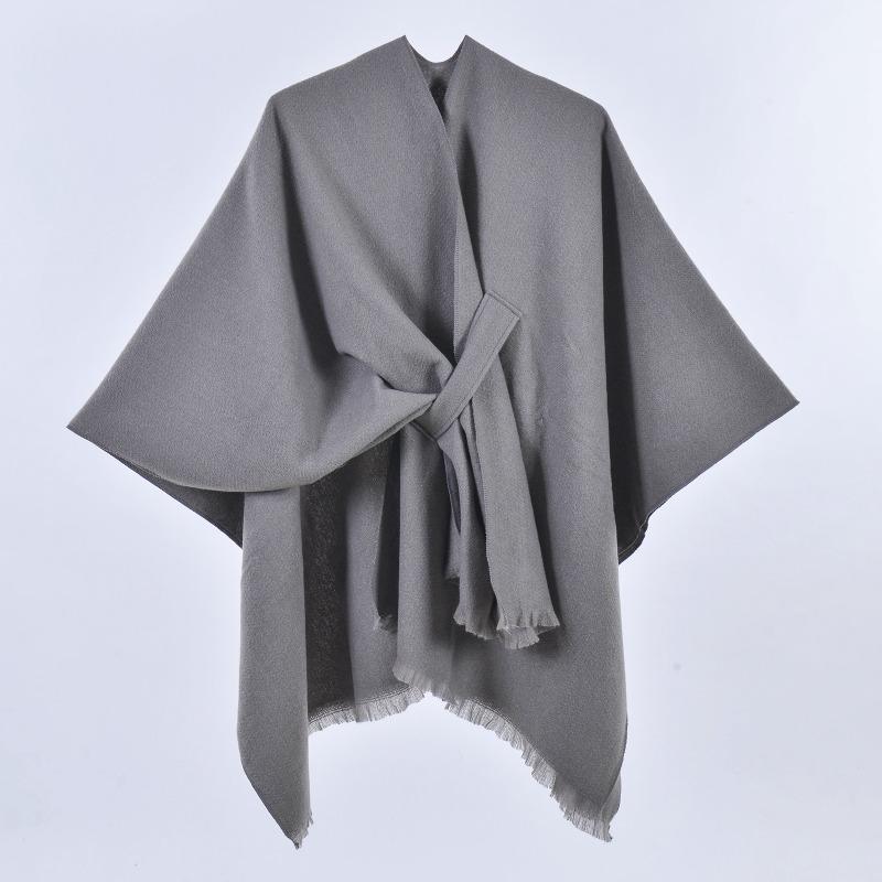New Women's Spring Scarf Shawl Fashion Versatile Solid Color Four Seasons Imitation Cashmere Split Cape