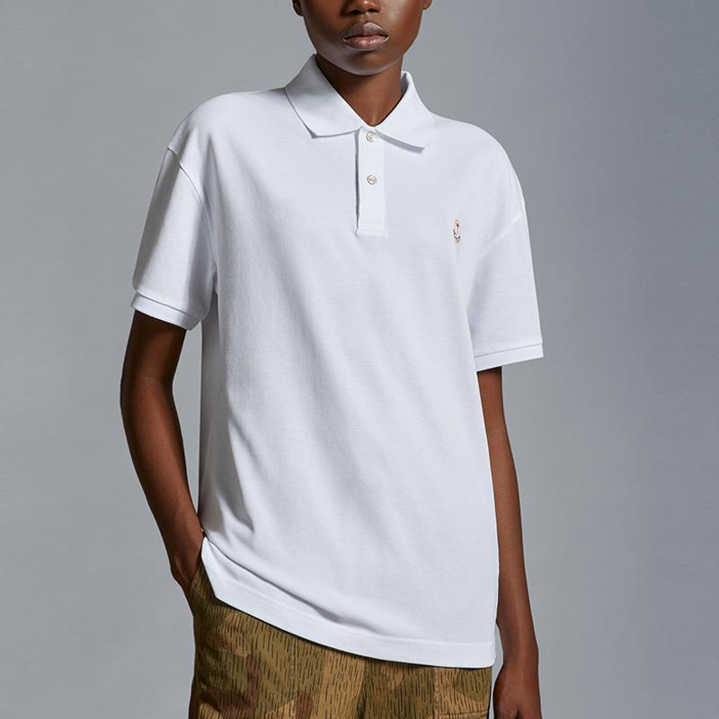 Moncler Genius X Palm Angels Collaboration Vintage Logo Design Cotton Short Sleeve Polo Shirt Unisex Polo Shirts White I209L8A00002M3588001