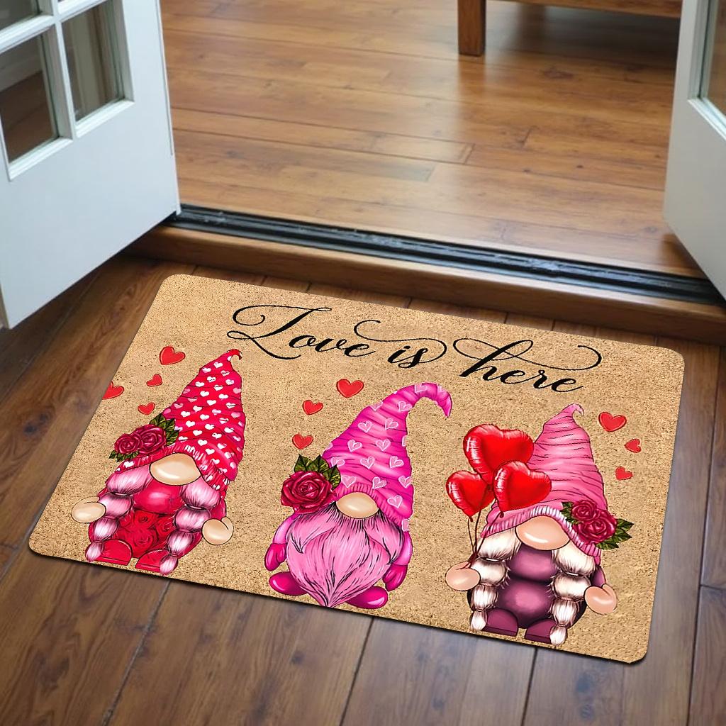 1pc, 3pcs Cute Different Colored Gnome Pattern Door Mats, Rectangular Rugs, Flannel Material, 10Mm Thick, 500G/M2, Machine Washable Soft Rugs, Suitabl