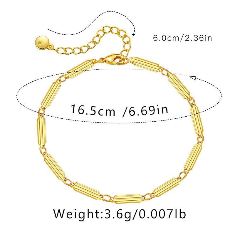 18K Gold-Plated Color-Retaining Striped Design Adjustable Bracelet for Women Fashion French Retro Elegant Bracelet Jewelry Gift