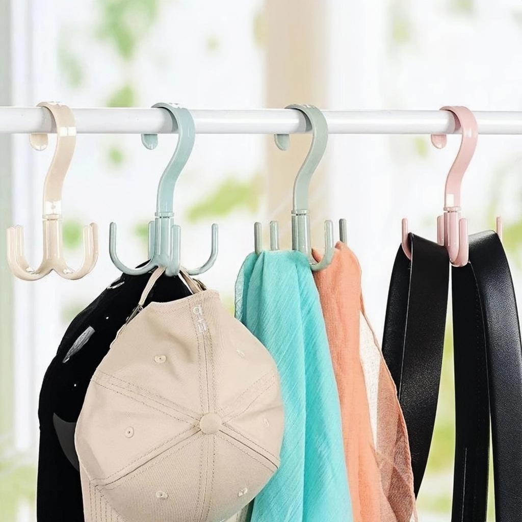 8pcs Creative Multifunctional Rotatable Four Claw Hooks Coat Hanging Bags Scarf Wardrobe Storage Hangers Doorway Hangers Bags