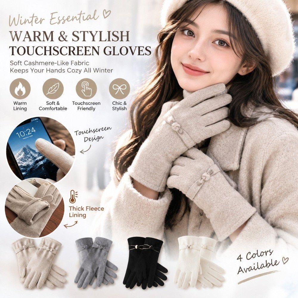 Windproof Women Winter Gloves Velvet Lined Warm Gloves Imitation Cashmere Gloves  for Winter Use