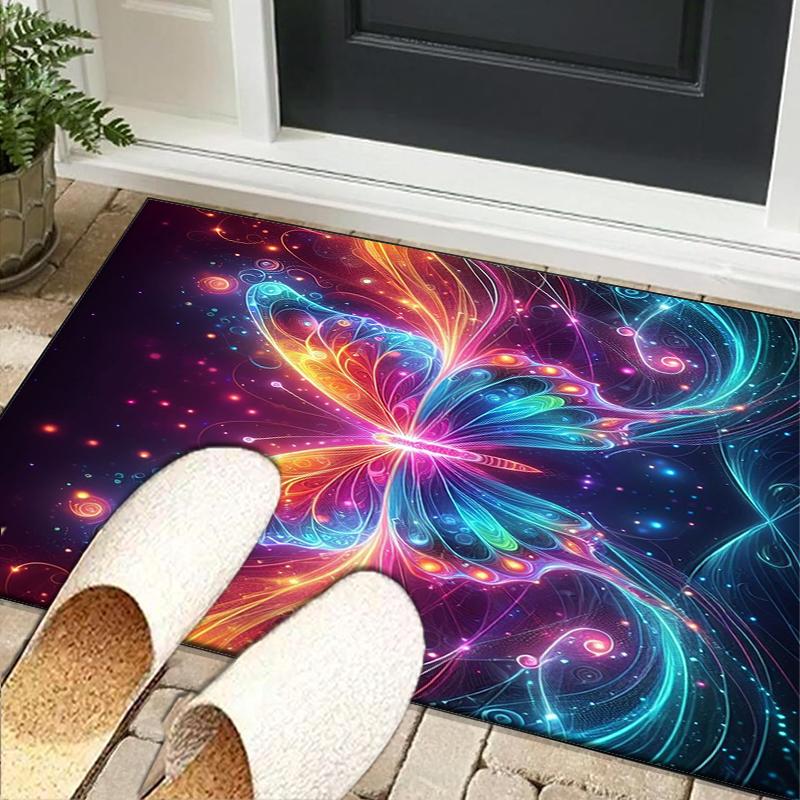 Neon Butterfly Dreamscape Office Rug Chair Mat, Entryway Carpet, Suitable for Front Door, Bedroom, Living Room, Desk, Holiday Gift