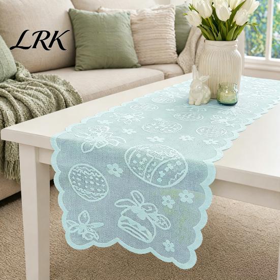 Decorative Table Runner Easter Lace Runners, 72 Inch Spring Eggs Runner, Tablecloth Bunny Decorations for Home Dining Room, Party and Supplies
