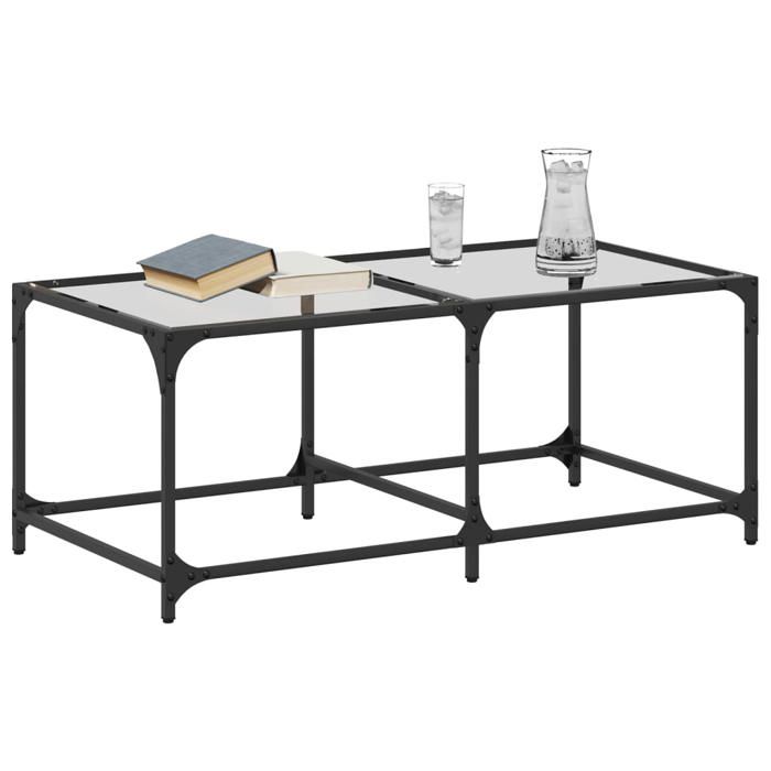 VidaXL Table basse avec dessus en verre transparent 98,5x50x40cm acier, table d'appoint, table de salon, table à thé, bout 845978