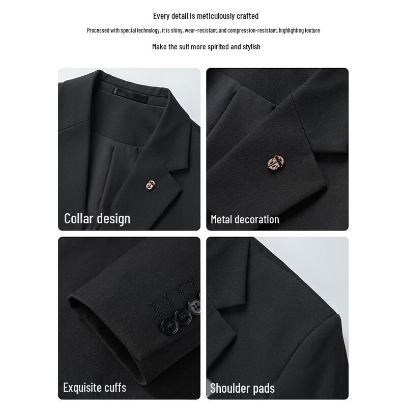 ROMON Men's Slim-Fit Business Formal 3-Piece Suit