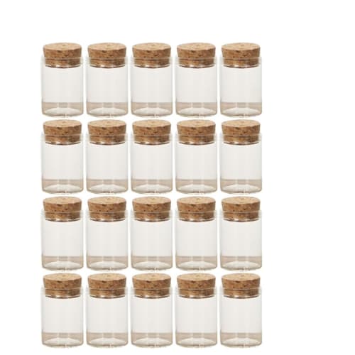 HOOTNEE 20pcs Small Glass Bottles with Cork Tea Storage Jars Mini Bottles Party Supplies Glass Wish Jars