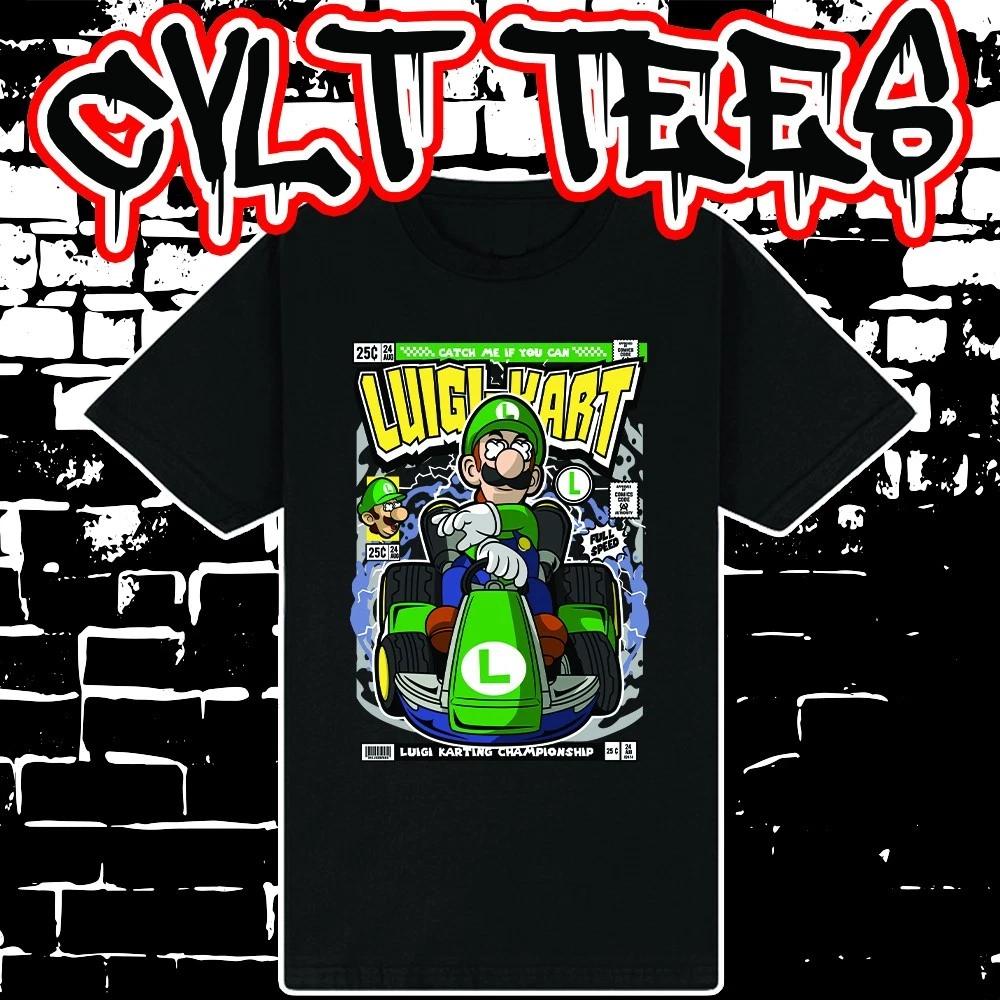 Men s and Women s T-shirts Luigi Kart Mario Comic Book Cover style Tee ~ 100% Cotton S