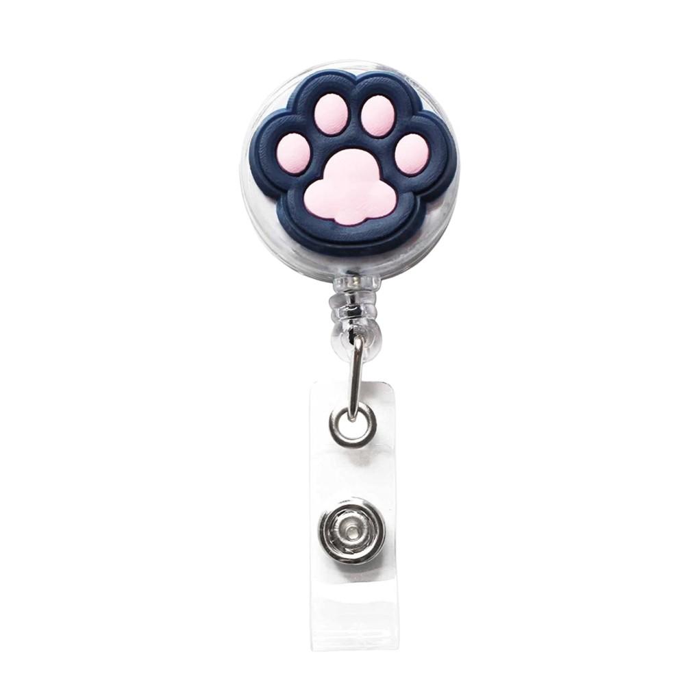 Silicone Plastic Badge Clip Cute Paw Badge Reel Crocodile Clip Badge Reel Telescopic Swivel Alligator Clip For Lanyards Id