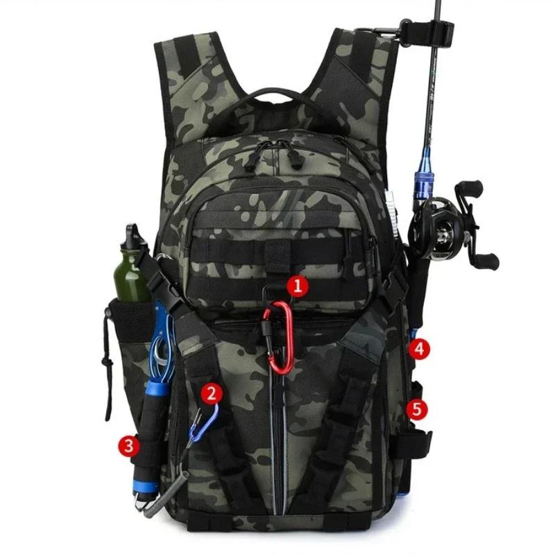 Outdoor Fishing Shoulder Bags Men Fishing Lure Rod Box Bag Camping Climbing Backpack Hunting Multi-Function Tactical Men Bags