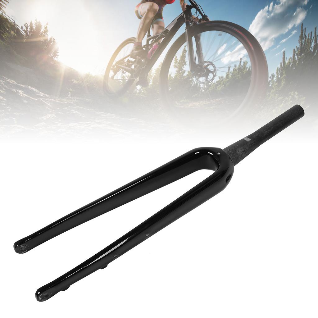 Garfo Dianteiro de Carbono para Ciclismo de Estrada 700C Sem Amortecimento para Eixo Passante Acessório de Garfo Rígido Preto