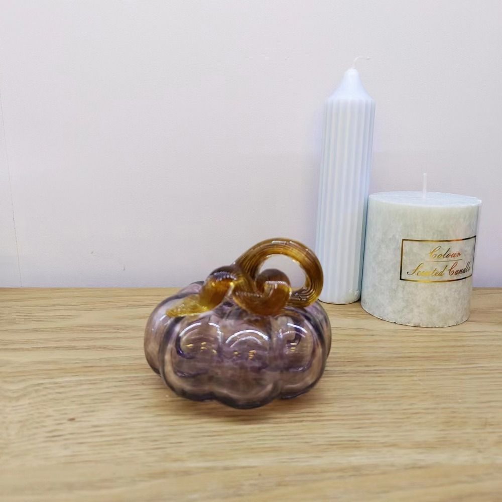 Paperweight Color Crystal Pumpkin Figurine Decorative Desktop Pumpkin Sculpture  Fall