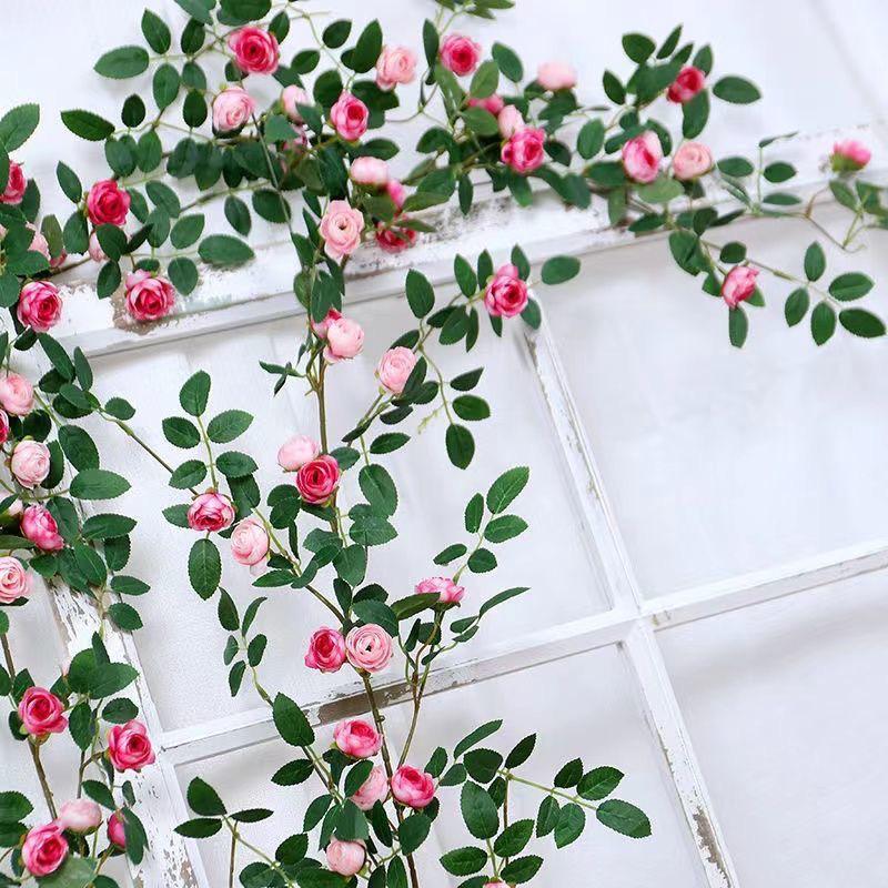 Rose Flower Vine Greenery for Air Conditioner Pipe Decoration and Wall Covering