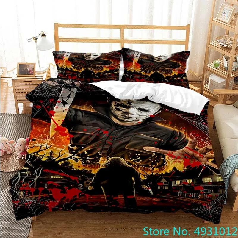 Halloween Michael Myers 3D Printed Bedding Set Duvet Cover Pillowcases Comforter Bedding Set Bedclothes Baby Kids Child Gift