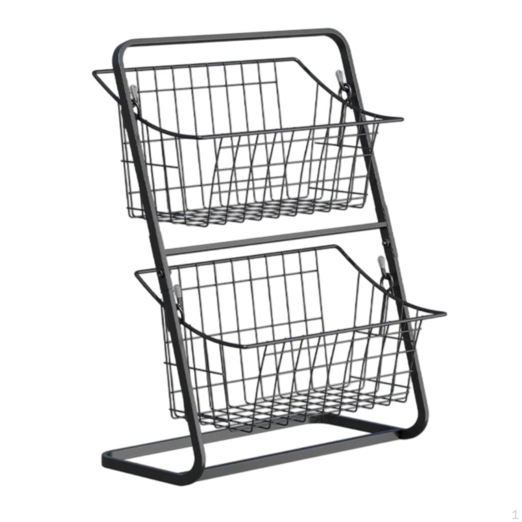 TwoTier Storage Rack SpaceSaving Countertop with Wire Baskets Compact Lavatory Organizer for