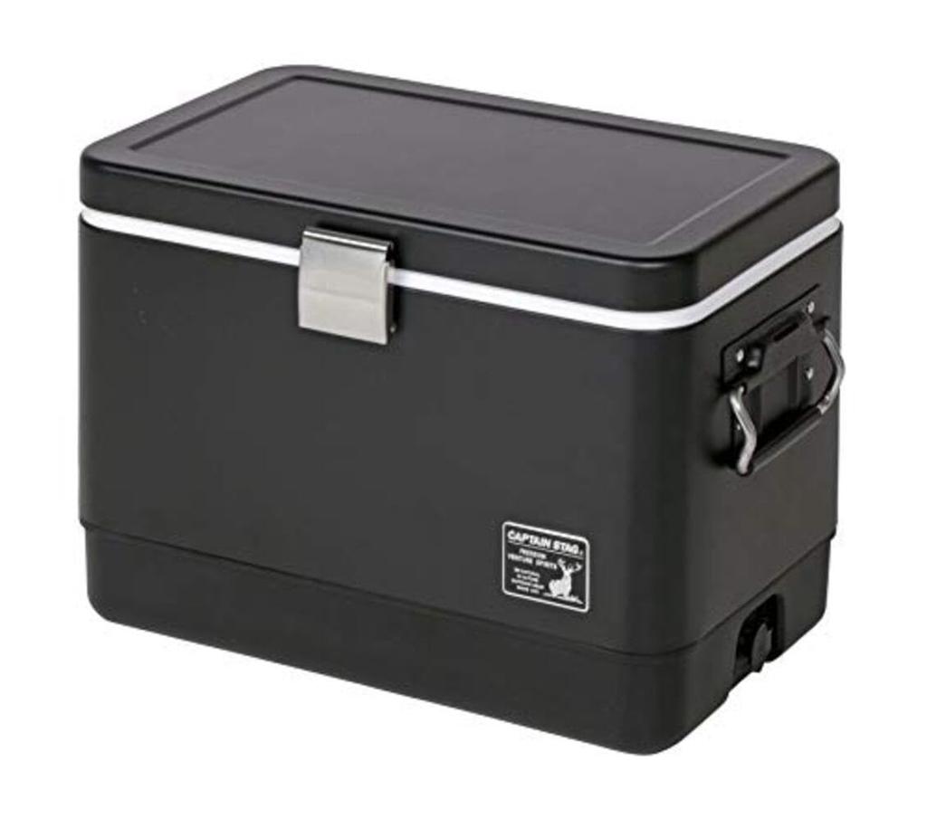 CAPTAIN STAG Cooler Box Steel Foam Cooler Capacity 25L with Drain Plug and Shoulder Belt CS Black Label UE-81