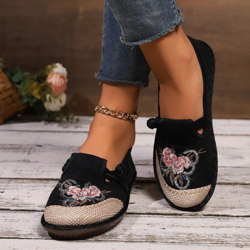 Fashion Colourful Embroider Flowers Soft Sole Shoes Women Patchwork Big Size Casual Shoes Comfort Light Spring New Ladies Walking Shoes
