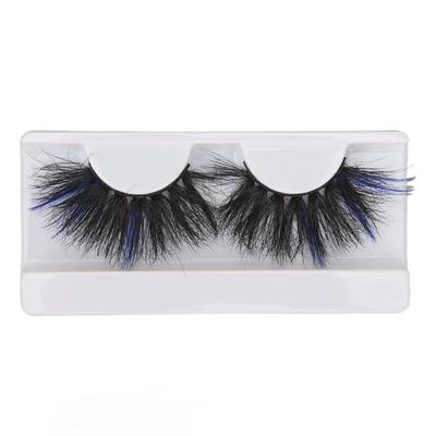 1 Pair 25mm Blue False Eyelashes Women Stylish Costume Party Reusable Long Curly Colored Fake Eyelashes 70E 32C