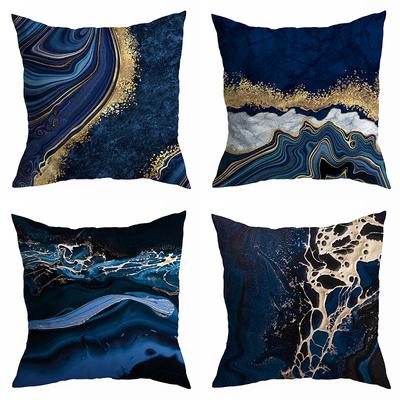 Niebieska Abstract Marble Print Poszewka na poduszkę Wyprzedaż Brzoskwiniowa Skóra Aksamit Pokrowiec na poduszkę do domu Poduszka na sofę