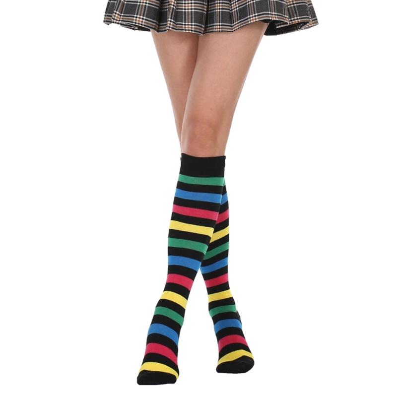 High Striped Socks Sweet Cute Striped Tube Sock Women Colorful Knee High Socks Long Tube Sports Socks for Women Girls
