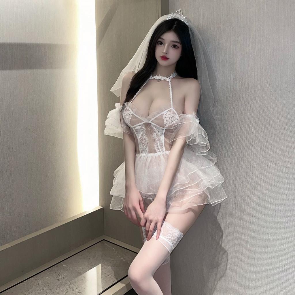 Sexy Lingerie New Sexy Wedding Dress Bride Uniform Suit Hollow Transparent Free To Take Off Temptation Lace Provocative