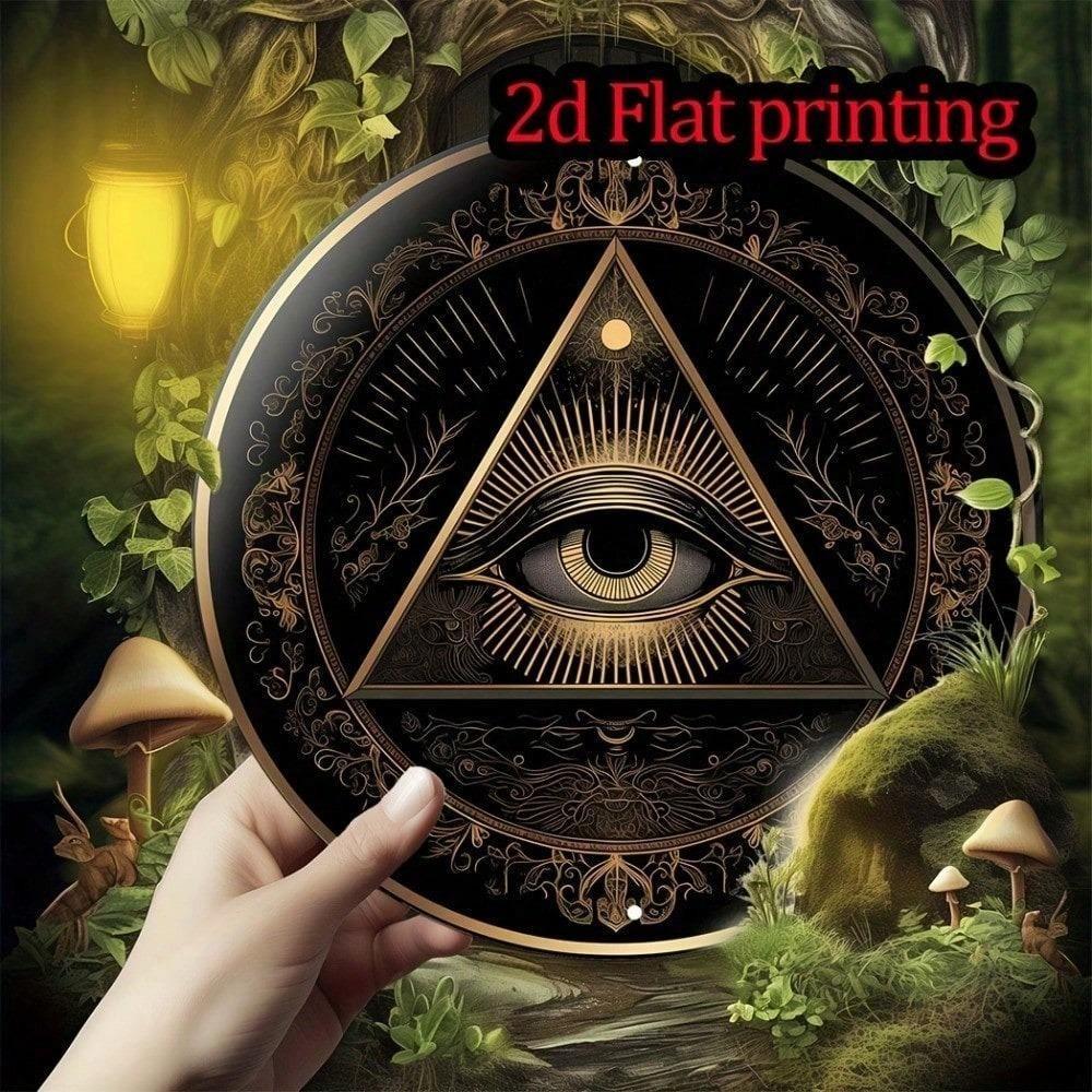 Vintage All Seeing Eye Metal Sign 8x8 Inch Handmade Aluminum Plaque for Home Office Wall Decor