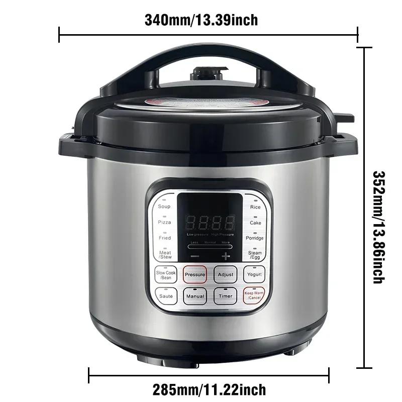 Oală sub presiune electrică multifuncțională din oțel inoxidabil, multicooker, aparat de gătit orez, supă, terci, încălzitor de alimente, bucătărie, 220V, 6L