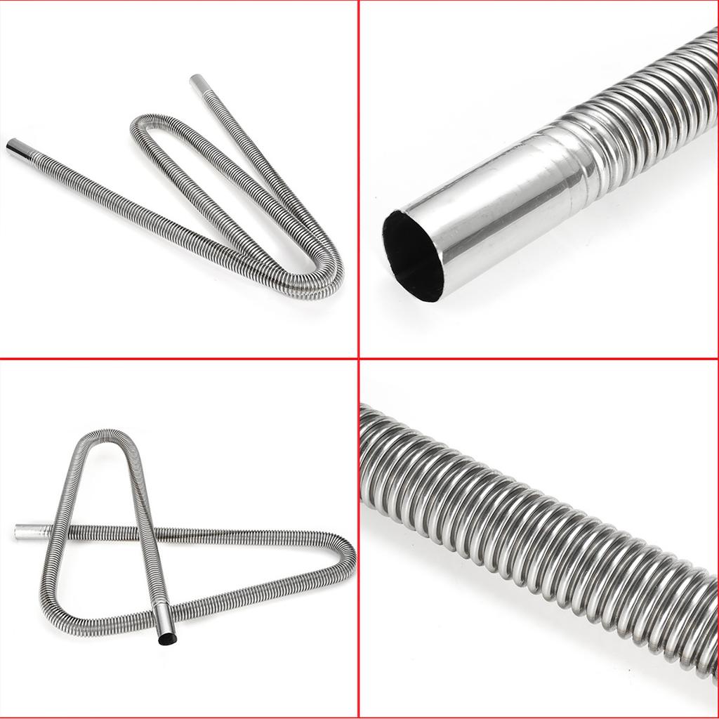 200cm Stainless Steel Exhaust Pipe with Two Clips Air Diesel Heater Car Parking Exhaust Pipe for Power Generators Car Heating