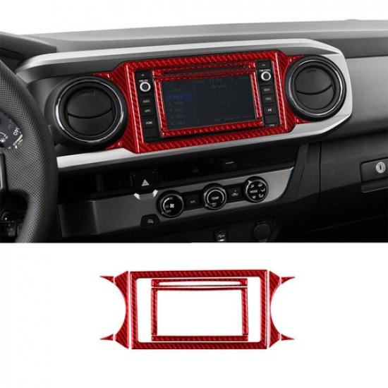 Red Carbon Fiber Interior Radio Without Navigation Cover Trim For Toyota Tacoma