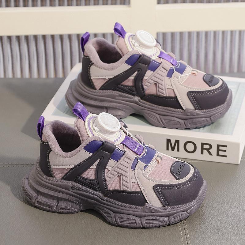 Children's sports shoes, new autumn model, leather upper, soft sole, lightweight dad shoes, simple, stylish, versatile girls' sneakers