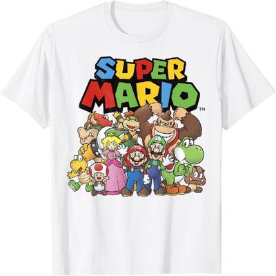 Super Mario Cała Obsada Zdjęcie Grupowe Klasyczny Graficzny T-shirt T-shirt