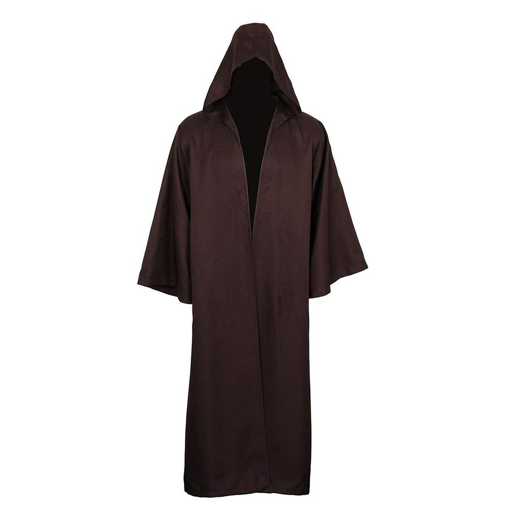 Halloween Cloak Cosplay Costume Sorcerer Long Shirt Hooded Black Robe Adult and Ghost of Horror Cloak Child Holiday Costume Set