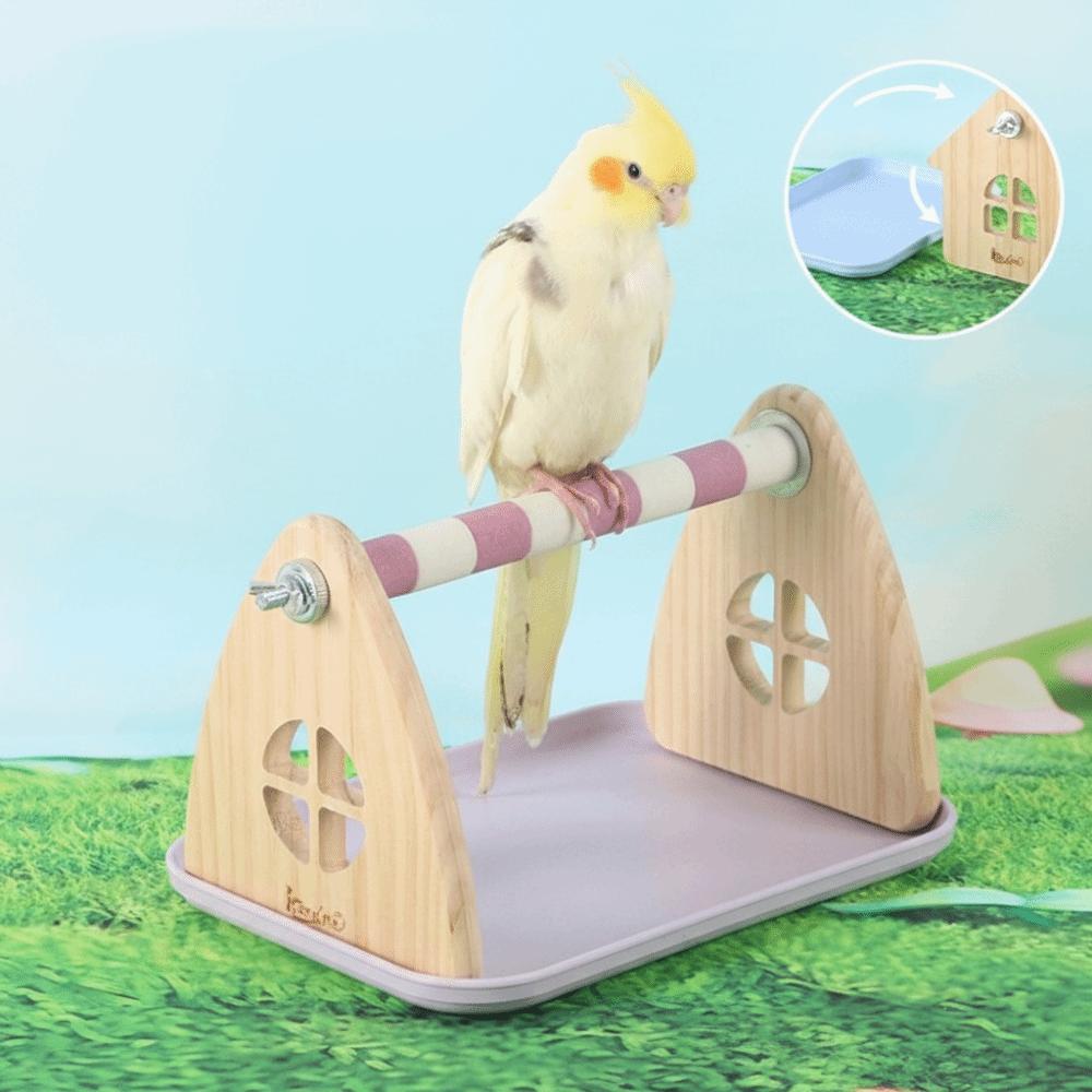 With Tray Wooden Bird Platform Stable Bird Training Stand  Bird Enrichment