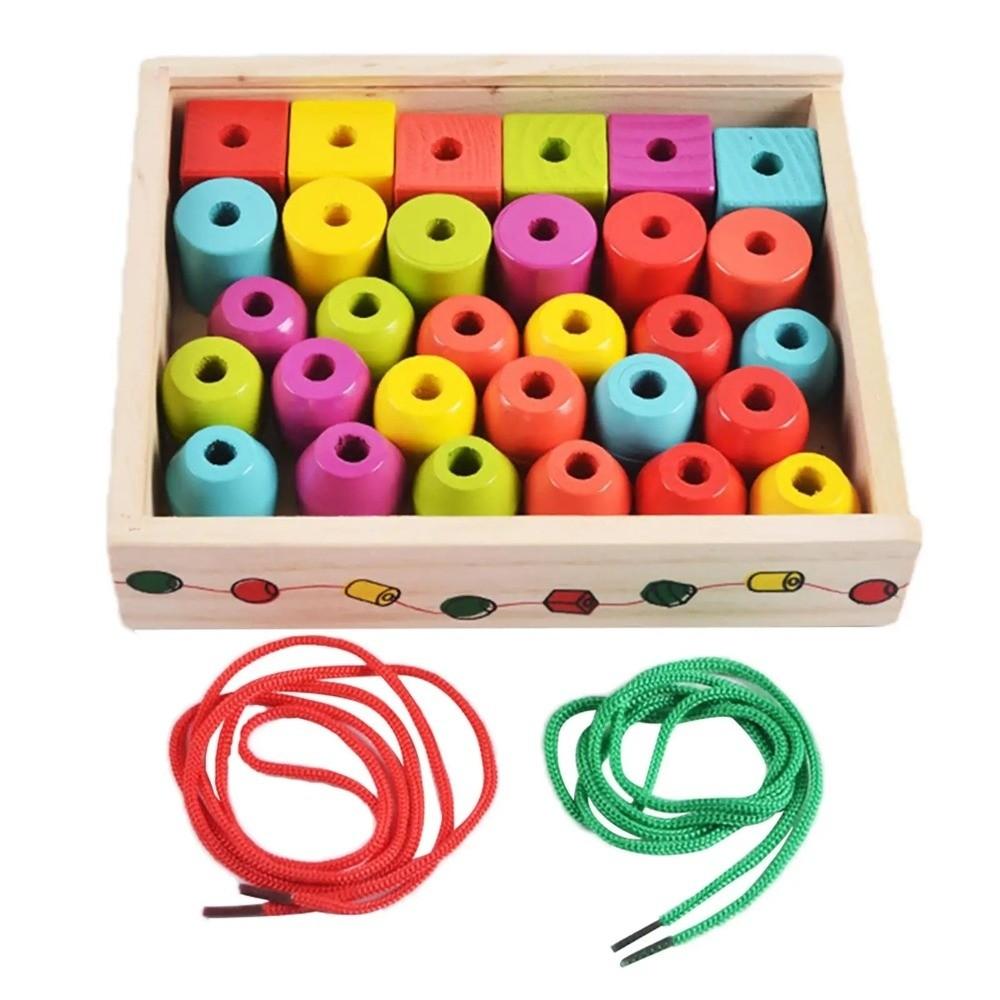 Colorful Wooden Toys Matching Game Colorful Beaded Toy  Preschool Learning