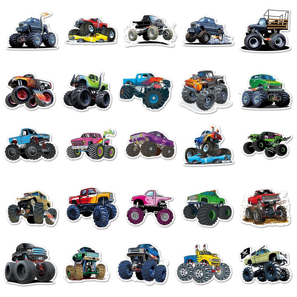 100 Big Foot Monster Truck Stickers: Cool Cartoon Graffiti for Cars, Helmets, Skateboards, and Stationery
