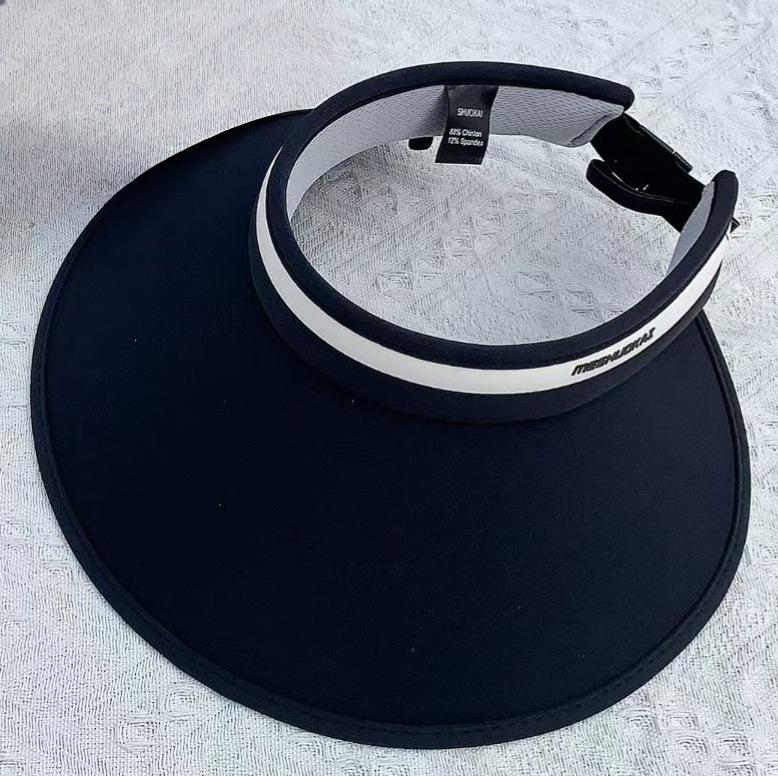 Sunscreen Hat Women's Summer Black and White Empty Top Large Brim Face Cover UV Protection Versatile Sun Hat Foldable Sun Hat