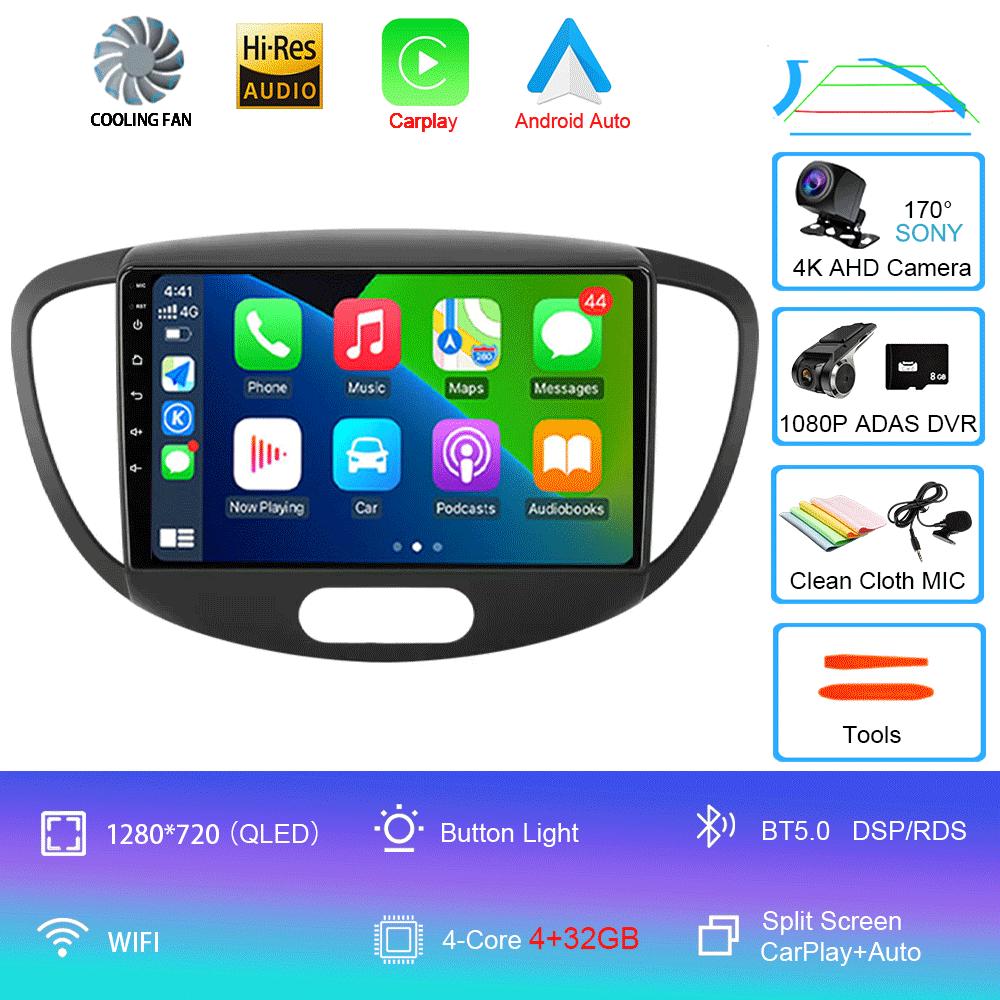 Android 14 Carplay Auto Car Radio For Hyundai I10 2007 - 2013 GPS Recorder Multimedia Video Player 4G+WiFi DSP