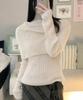 TTUDEMENT Shawl Ribbed Sweater Cream