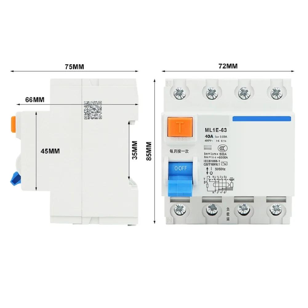 Efficient ML1E63 3P+N Air Switch with Leakage Protection Advanced Circuit Breaker for Home Use Rated Current 25A/32A/40A/63A