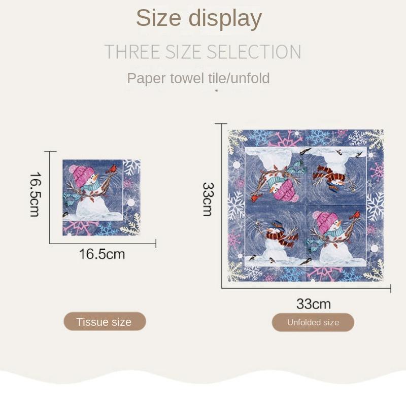 20pcs/Pac 33*33cm 2-Ply Disposable Party Napkin Christmas Pattern