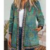 GMXIA Autumn and Winter Vintage Ethnic Style Printed Long Sleeve Hoodie Outside Cardigan Coat for Women