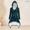 Women Plus Size Multicolor Printed Hooded Long Sleeve High Low Top Fitted Pants Two Piece Set