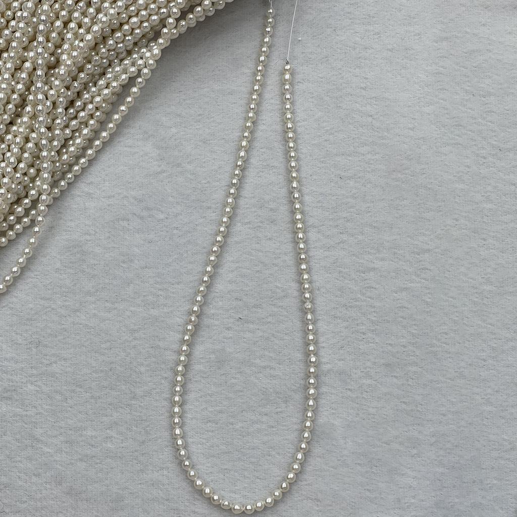 36cm Natural White Rice Freshwater Pearls Strand 3-4mm Small Baroque Loose Beads for Handmade Jewelry
