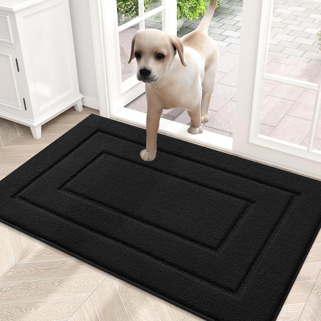 Olanly Entrance Door Mats Indoor Absorbent Resist Low-Profile Doormat Washable Home Entryway Floor Mat Thicken Front Door Carpet