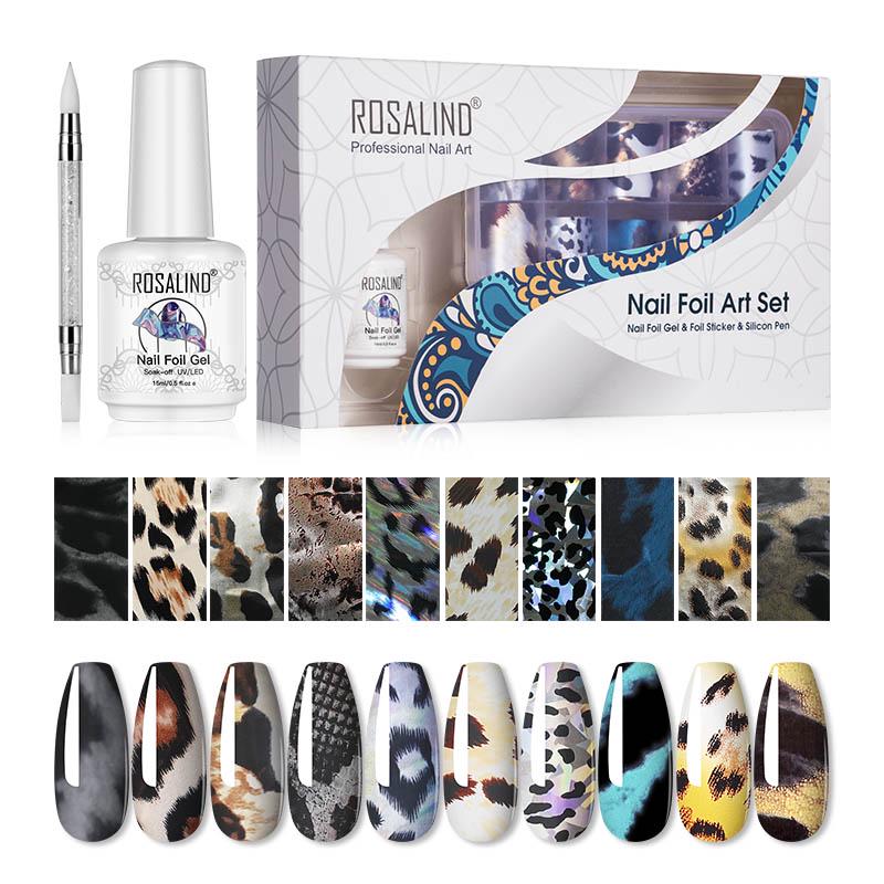 

Фольга для ногтей ROSALIND, набор наклеек из фольги для кончиков пальцев, искусство «сделай сам», водные горки, наклейки для дизайна ногтей, украшение для маникюра