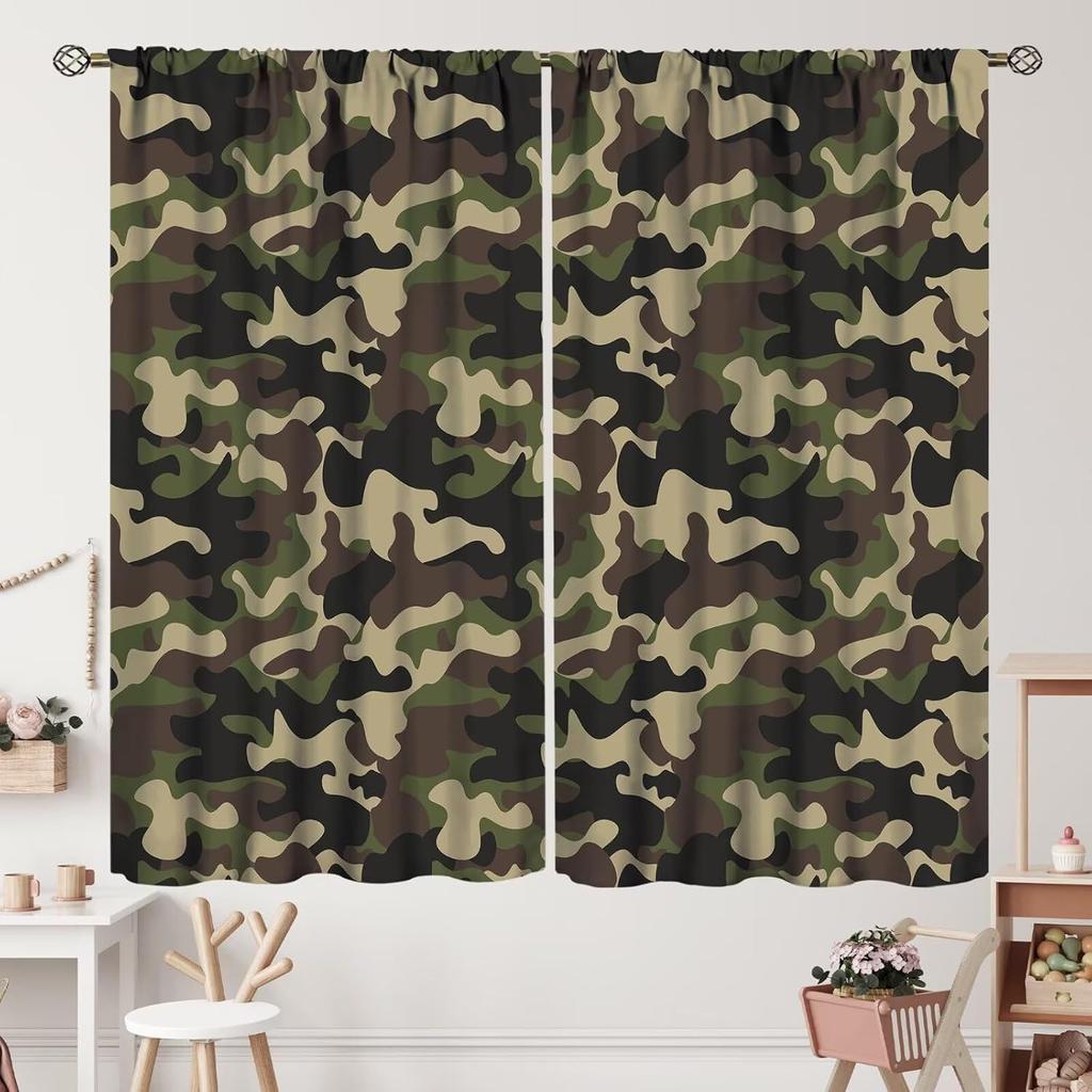 Camouflage Curtains,Teens Camo Window Curtains for Kids Boys Girls Teens,Army Camouflage Curtains for Living Room Bedroom