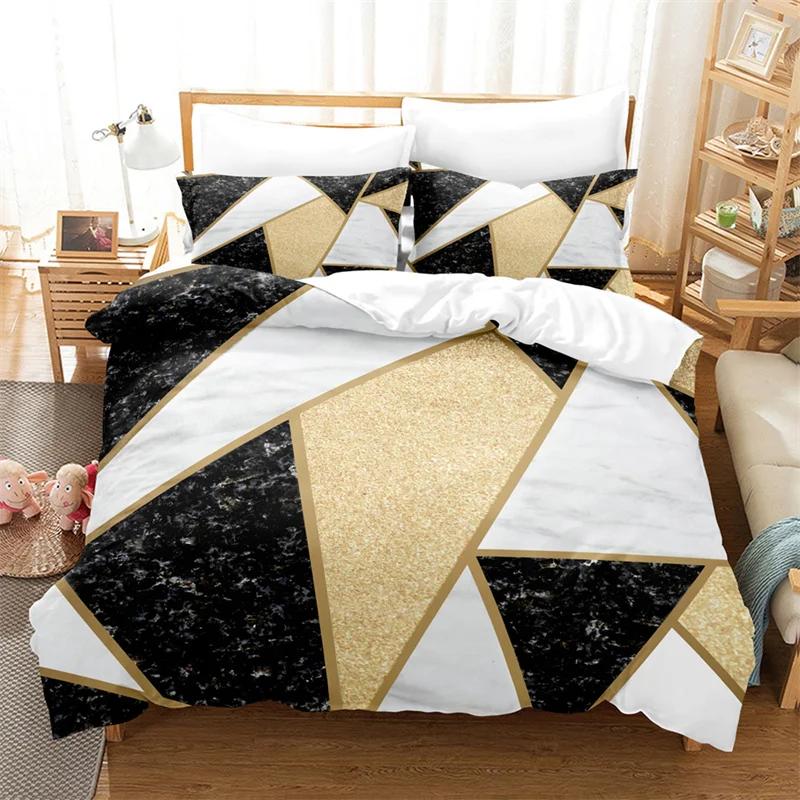 Comforter Marble Twin Queen Microfiber Geometric Bedding Set Modern Luxury Abstract Triangle Comforter For Girls Women