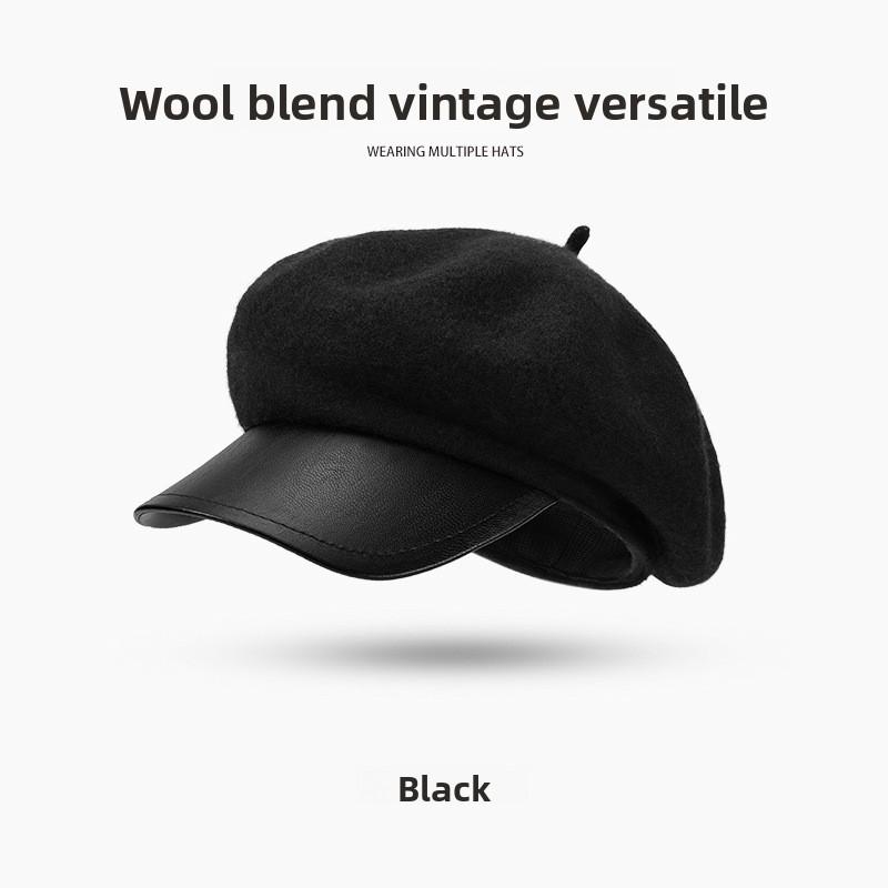 New autumn and winter beret, women's wool fashion versatile Japanese painter hat, windproof and warm cloud hat